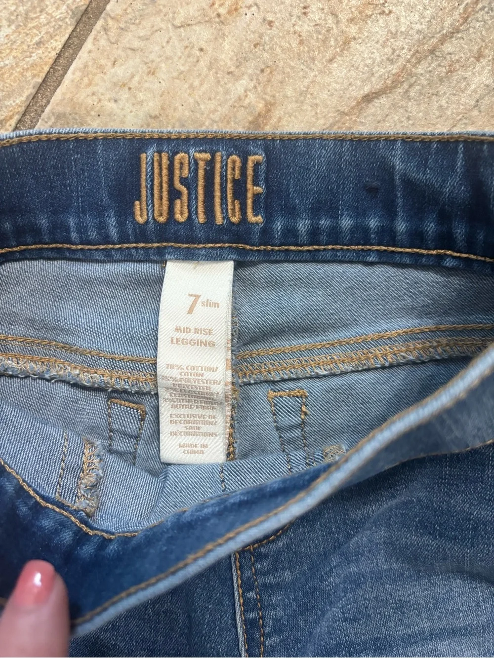 Justice Dark Blue Pearl-Embellished Jeggings